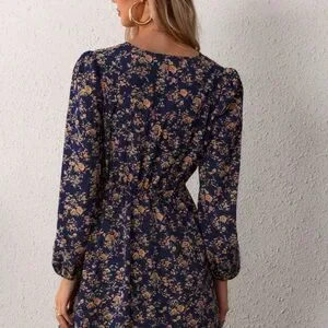 knee length dresses for ladies Mint Green Floral Short-Sleeve Mini Dress